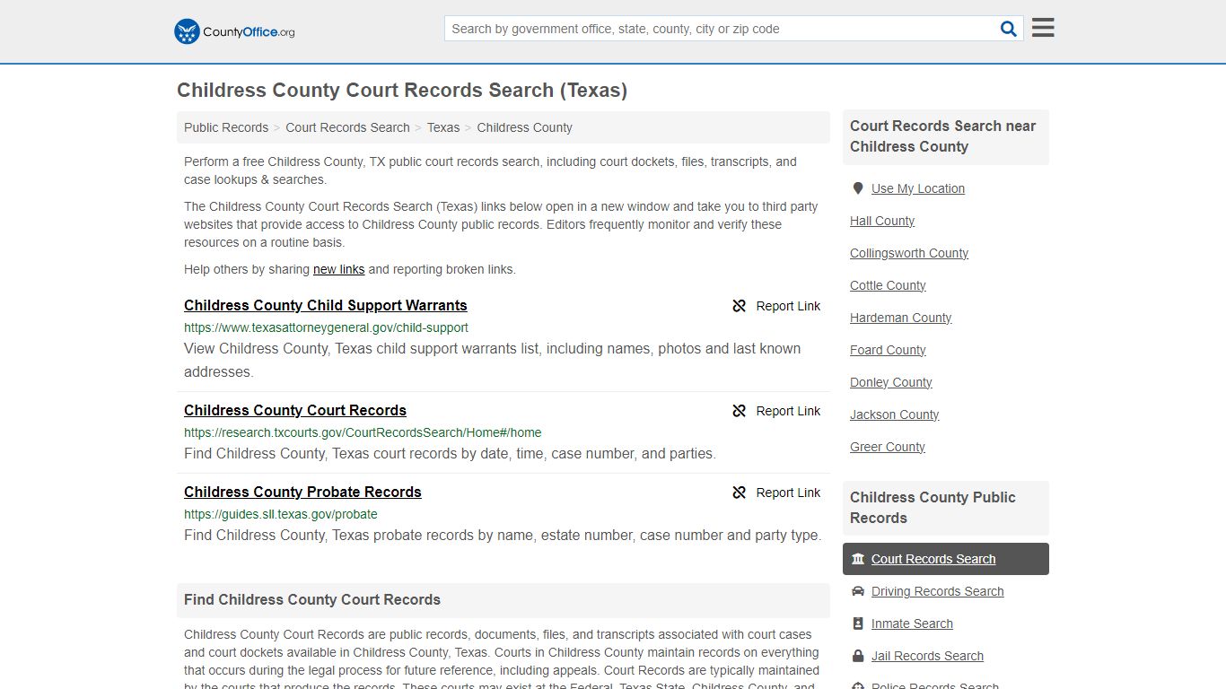 Childress County Court Records Search (Texas) - County Office