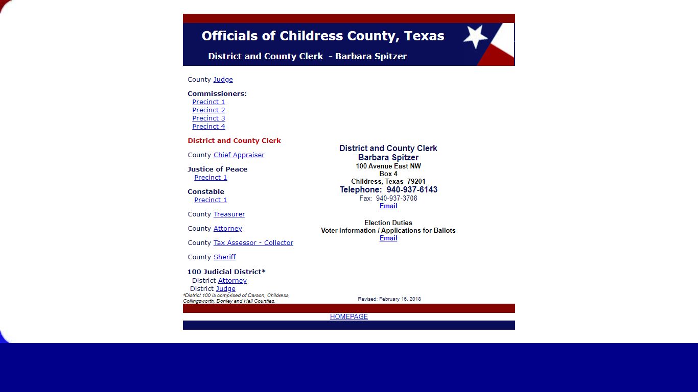 Childress County, Texas District and County Clerk