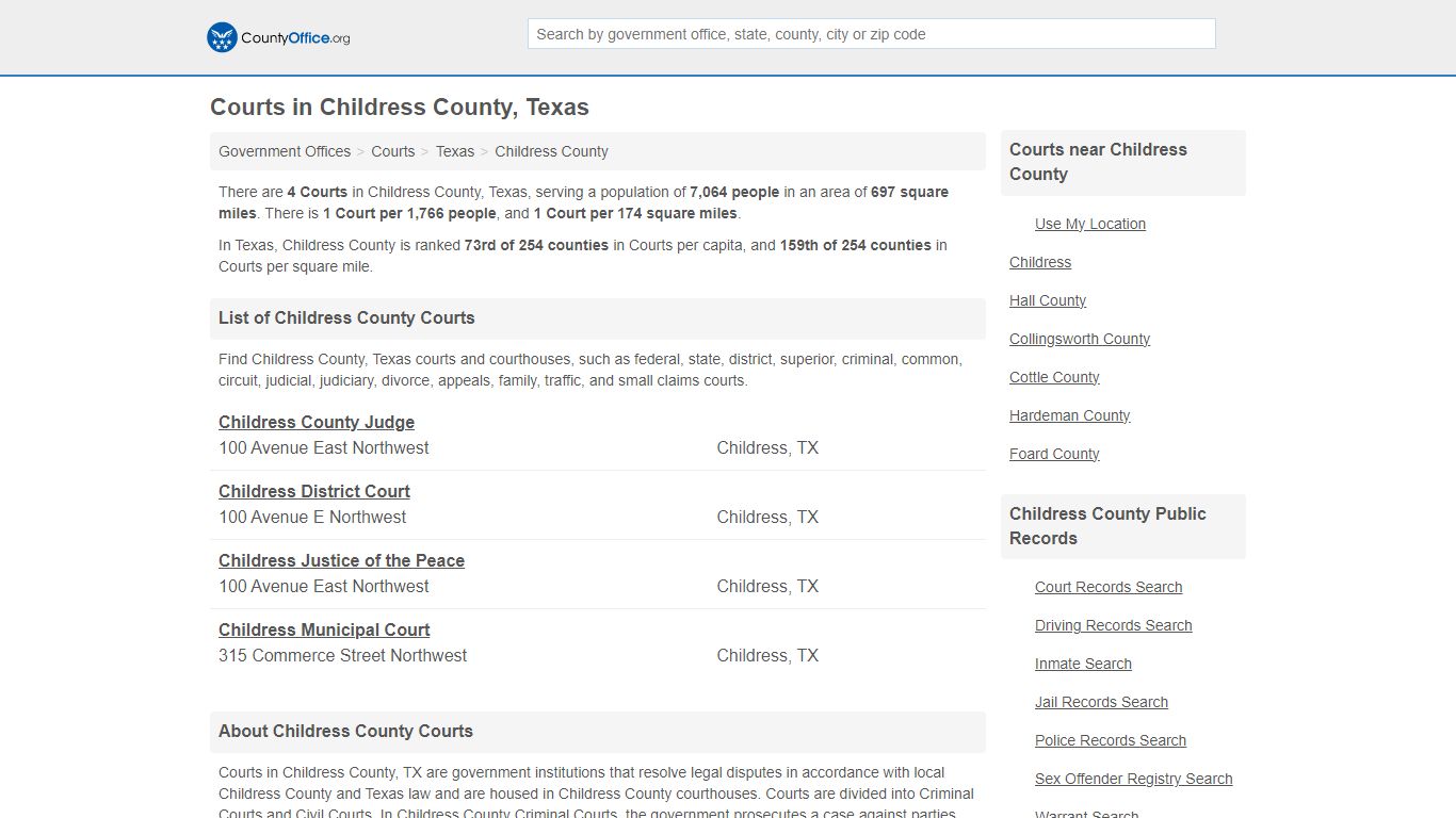 Courts - Childress County, TX (Court Records & Calendars)